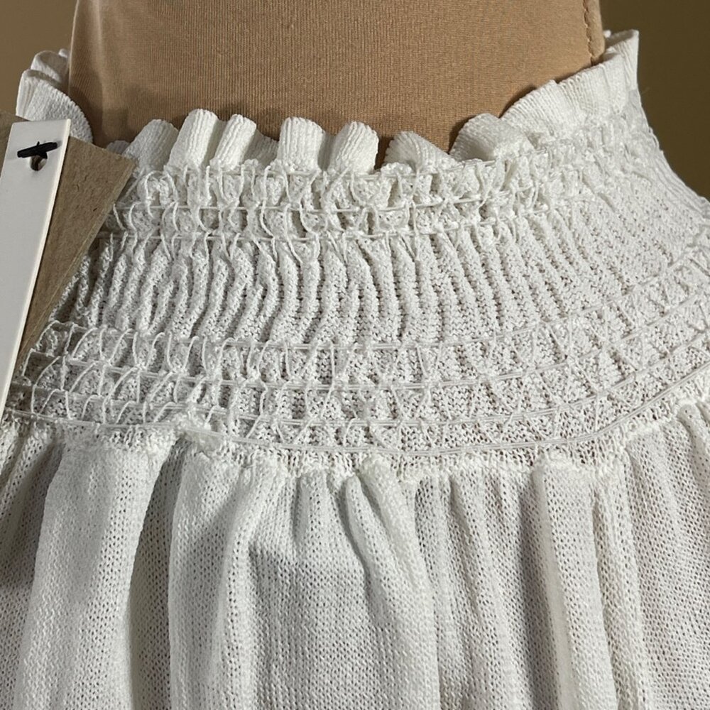 New D0 + BE Smocked Top Knit Cream Size S Small Wide Cuff - Picture 4 of 10